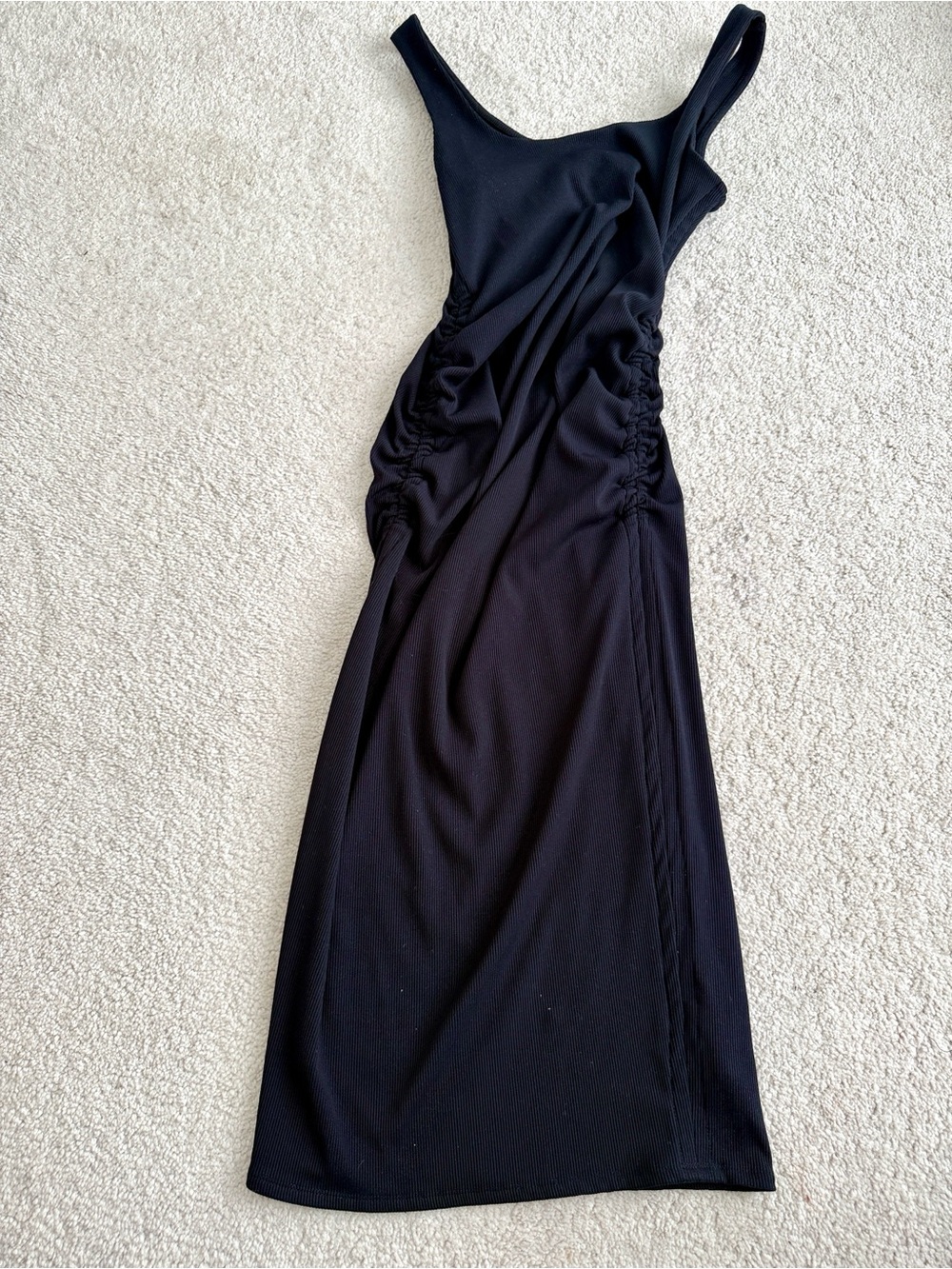 Thyme Maternity Black Ruched Midi Dress